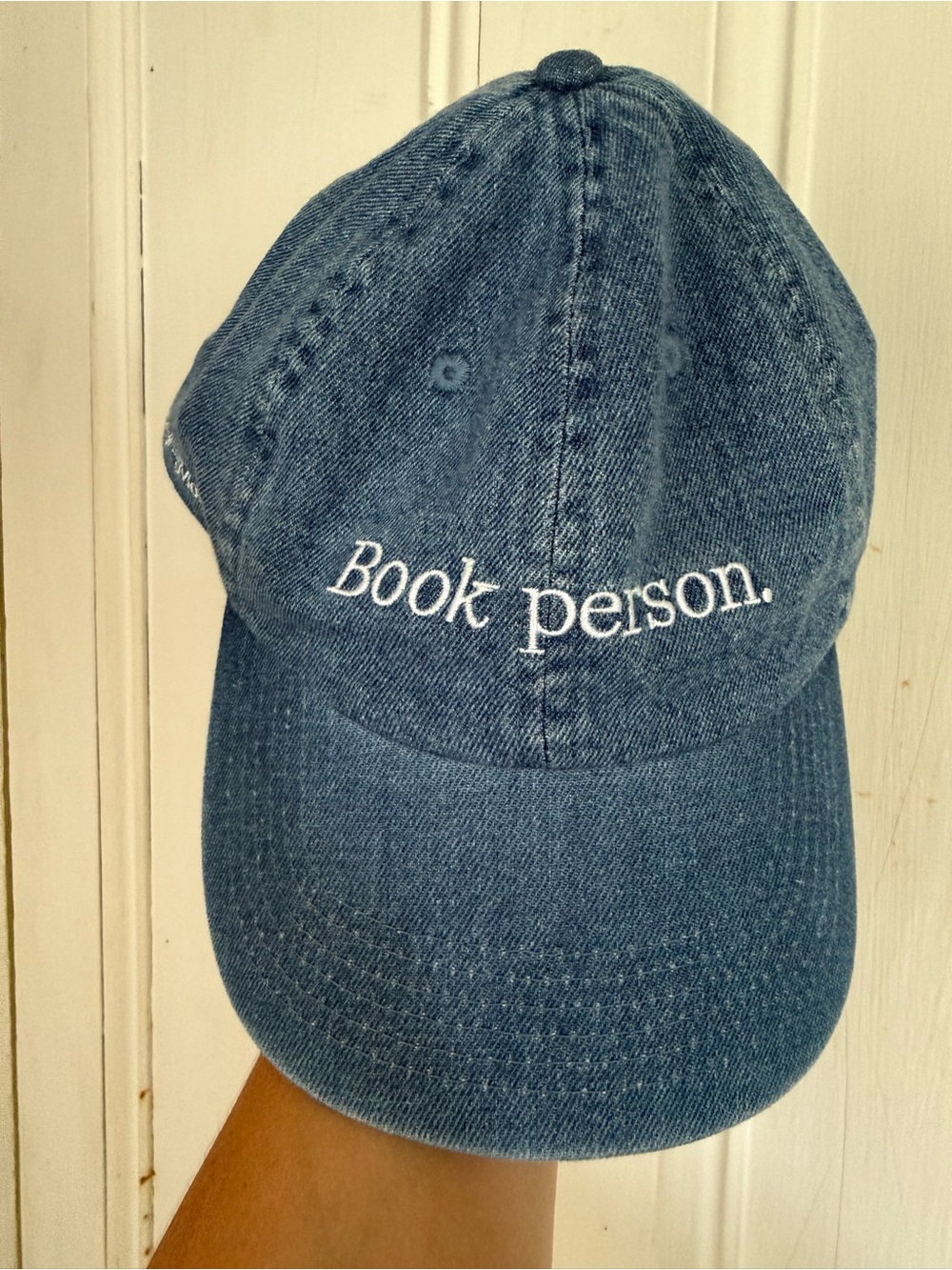 Denim "Book person." Embroidered Baseball Cap